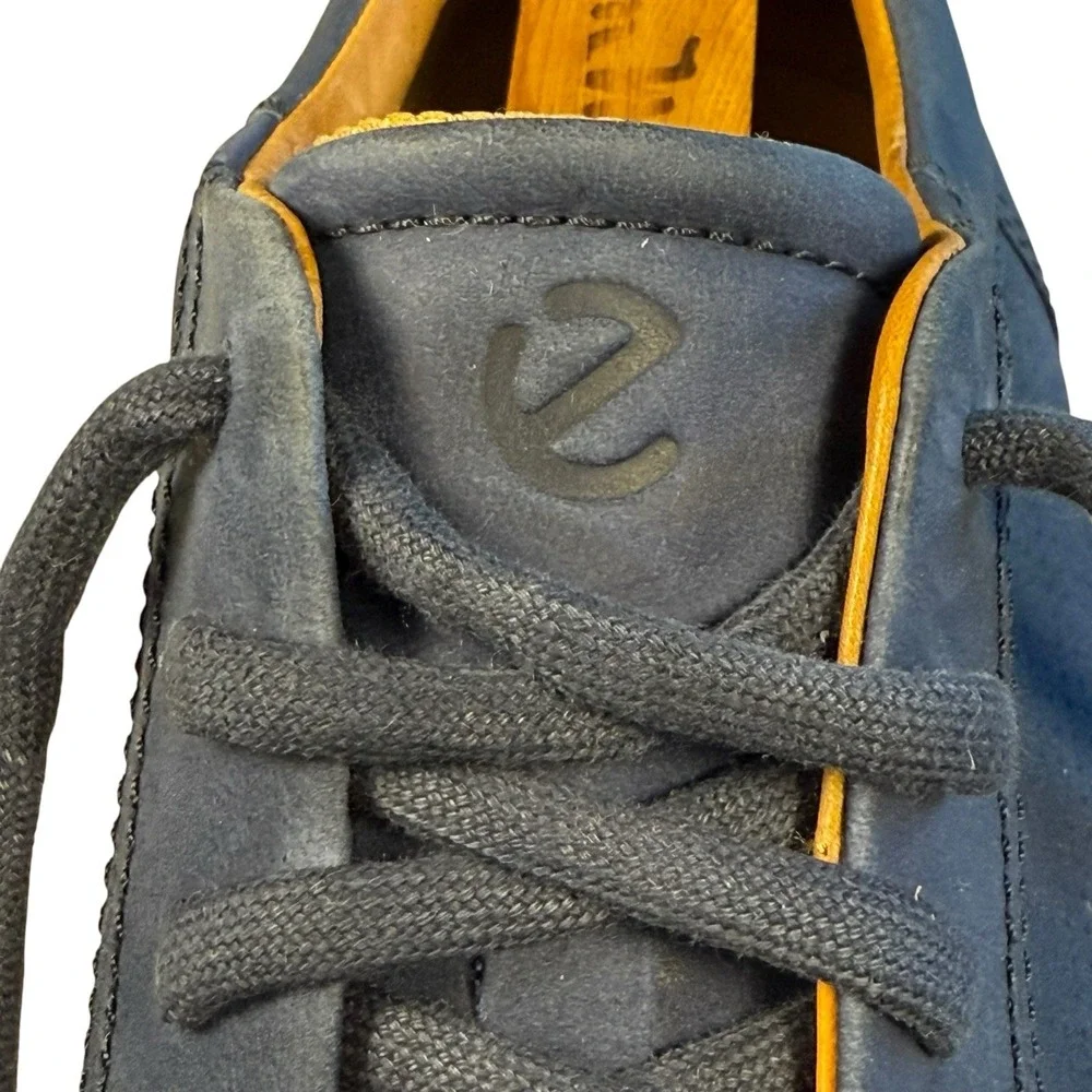 ECCO Soft 7 Perforated Street Sneakers Navy Leather Shoes Mens 45 US 11-11.5